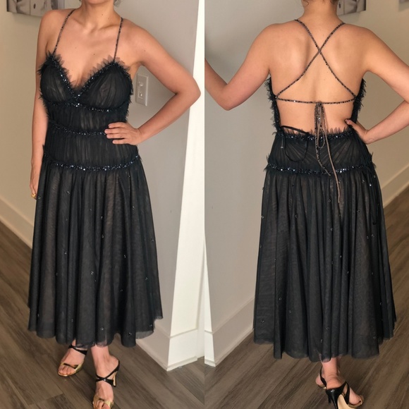 Exclusive MAXAZRIA Runway COLLECTION Beaded Dress - Picture 1 of 9